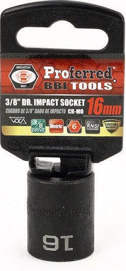 3/8" Drive Metric 6 Point Impact Sockets
