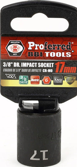 3/8" Drive Metric 6 Point Impact Sockets