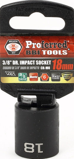 3/8" Drive Metric 6 Point Impact Sockets