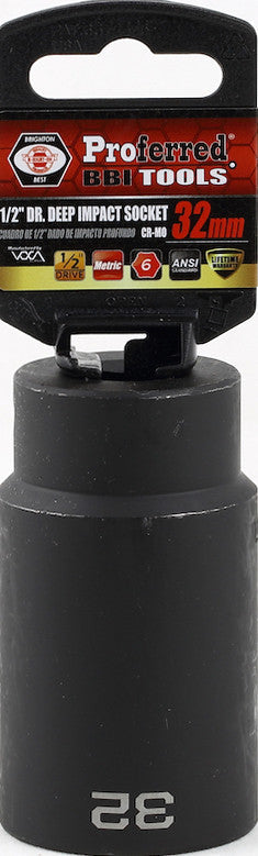 1/2" Drive Metric 6 Point Impact Sockets