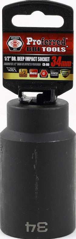 1/2" Drive Metric 6 Point Impact Sockets