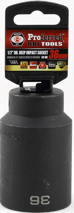 1/2" Drive Metric 6 Point Impact Sockets