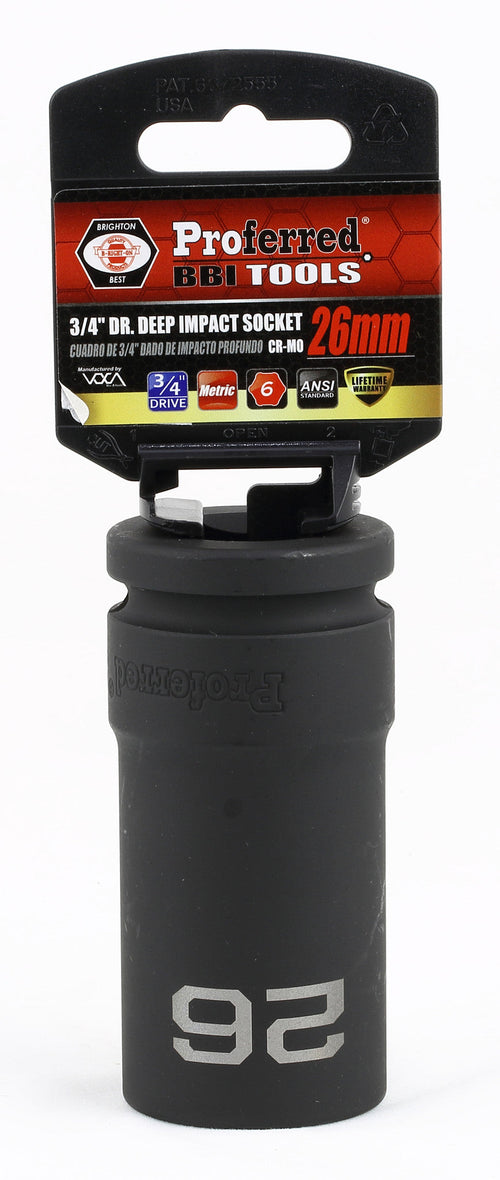 3/4" Drive Metric 6 Point Deep Impact Sockets