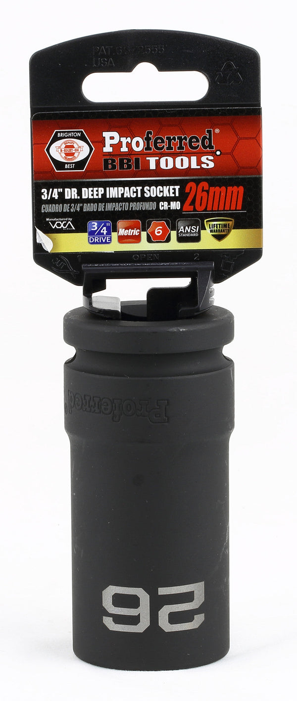 3/4" Drive Metric 6 Point Deep Impact Sockets