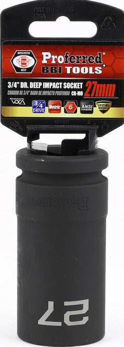 3/4" Drive Metric 6 Point Deep Impact Sockets