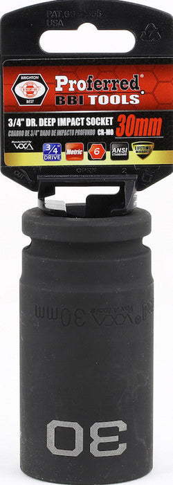 3/4" Drive Metric 6 Point Deep Impact Sockets