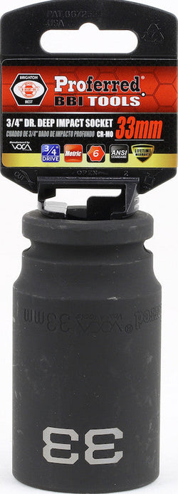 3/4" Drive Metric 6 Point Deep Impact Sockets