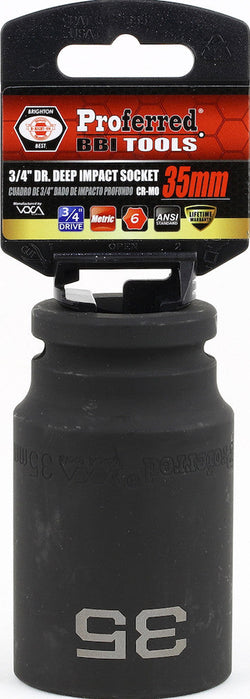 3/4" Drive Metric 6 Point Deep Impact Sockets